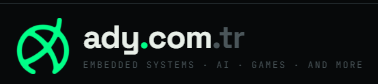 The ady.com.tr banner logo on a black background